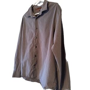 Vintage 90s Perry Ellis Button Down Dress Shirt Grey Size XXL Slim Fit